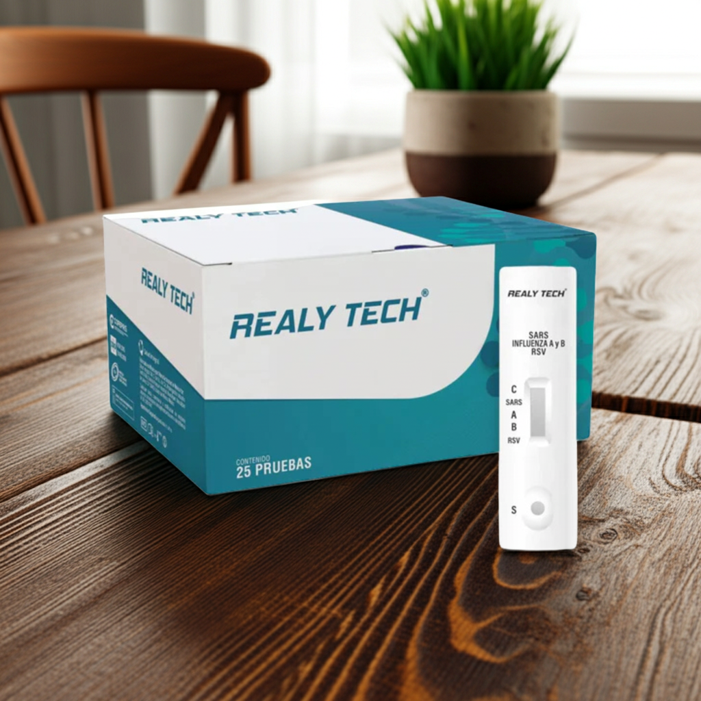 Prueba Rápida 4 en 1 Realy Tech Influenza A+B + Covid-19 + RSV  Con 25 Pruebas