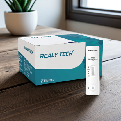 Prueba Rápida 4 en 1 Realy Tech Influenza A+B + Covid-19 + RSV  Con 25 Pruebas