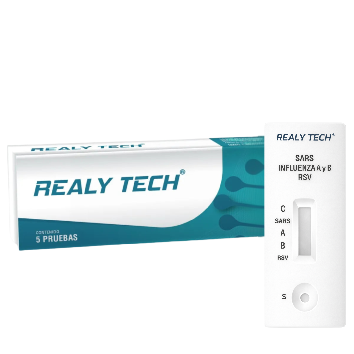 Prueba Rápida 4 en 1 Realy Tech Influenza A+B + Covid-19 + RSV  Con 5 Pruebas