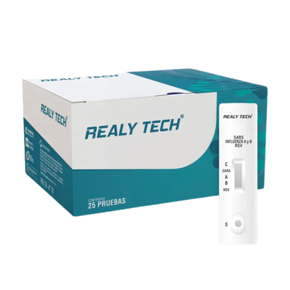 Prueba Rápida 4 en 1 Realy Tech Influenza A+B + Covid-19 + RSV  Con 25 Pruebas